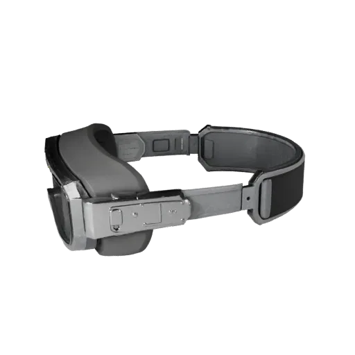 Medical Style Smart Glasses Low Poly 3D model, game viewport three-quarter view, showing silicone, wearable fit.