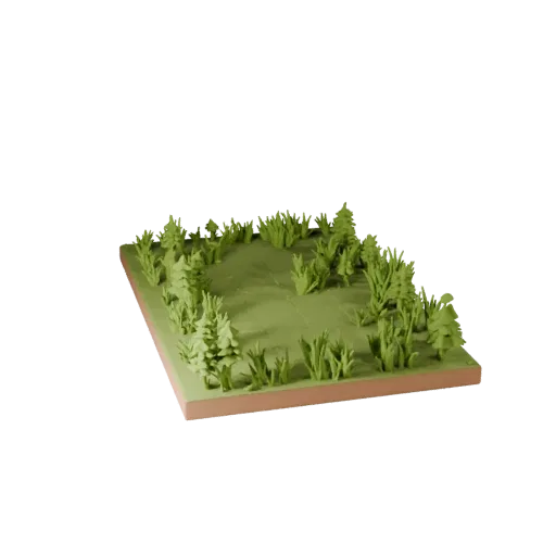 Forest Encounter Diorama Modular 3D model, isometric modular kit view, showing sculpted terrain, terrain detail.