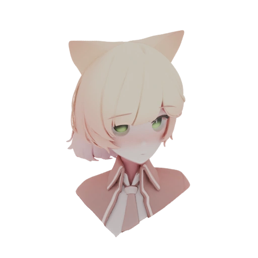 Blonde Cat-Eared Anime Character 3D Model