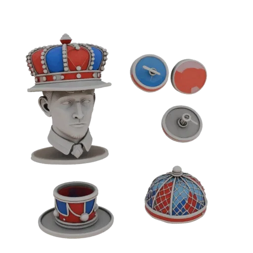 Diamond Gem Set Formal Button 3D model, isometric collectible display render, diamond finish.