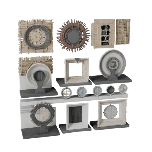 Boho Wall Art 3D model, living room, three-quarter front view, Unity viewport, ceramic detail.