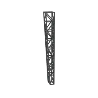 3D-Modell einer konischen Gittermast-Turmsektion mit quadratischer Basis und Spitze, konstruiert aus verbundenen Metallbalken