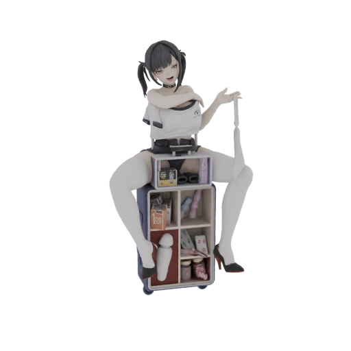 Anime Girl with Luggage Display