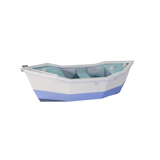 Низкополигональная рыболовная лодка 3D модель для игр Unity и Unreal