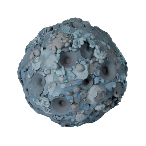 Lava Asteroid Field Stylized 3D model, stylized isometric render, showing rock, spherical body scale.