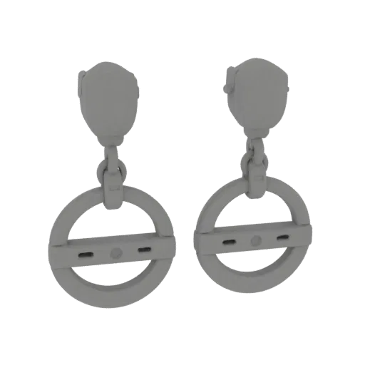 Gold Drop Style Earrings 3D model, three-quarter front view, AR viewer studio render, gold finish.