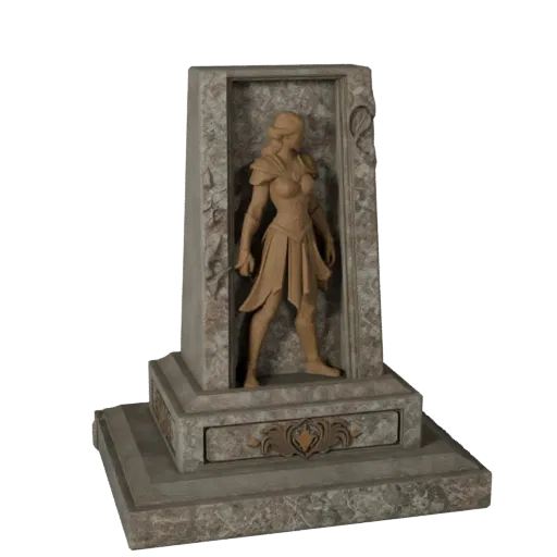 Fantasy Guardian Statue collectible 3D model preview showing silhouette, studio close-up view