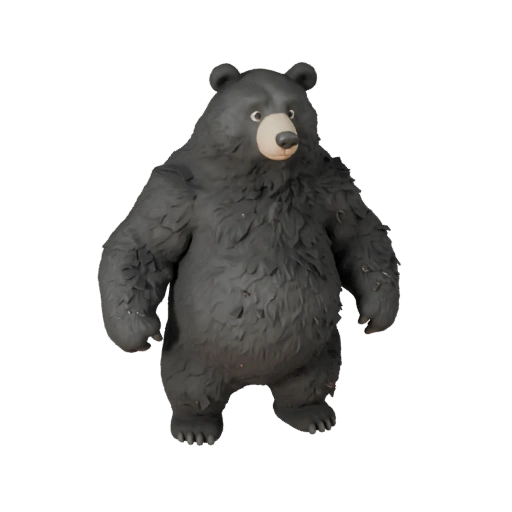 Modelo 3D de Oso Negro Caricaturizado - Activo Estilizado para Animación