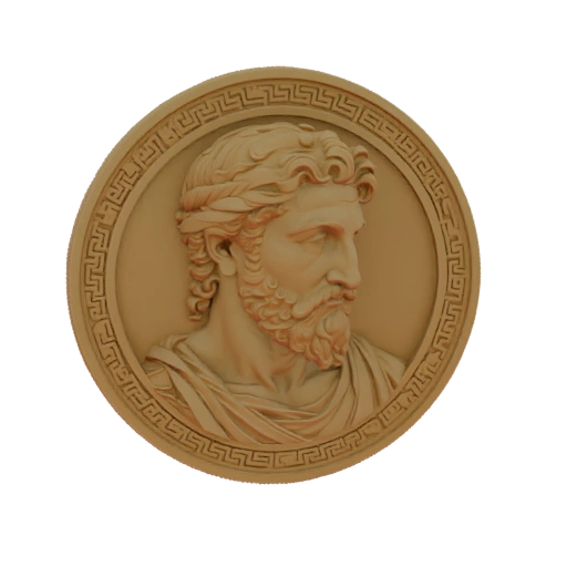 Ancient Greek Man Bust Medallion