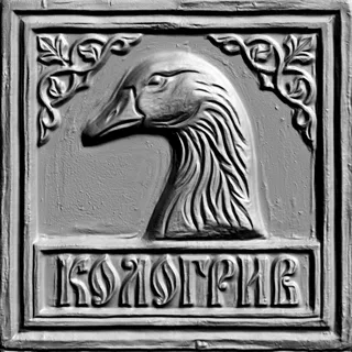 3D model of goose bas-relief with Renaissance ornament, front view
