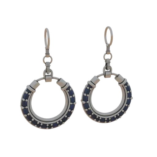 Hoop Style Earrings scene ready 3D model, side view studio render, showing earring silhouette and surface contrast.