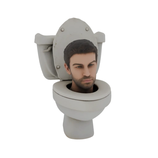 Man's Head in Toilet Bowl