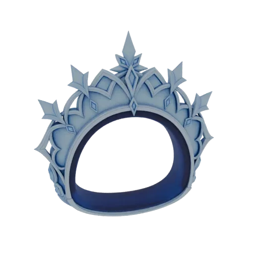 3D model of an ornate ice crown with sharp, crystalline points and intricate, layered details, rendered in icy blue and white