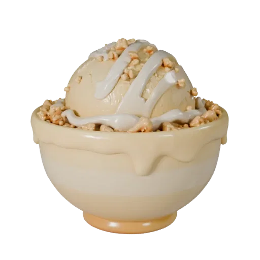 Mini Ice Cream Bowl Printable 3D model, isometric STL render, showing cream, sweet food silhouette.