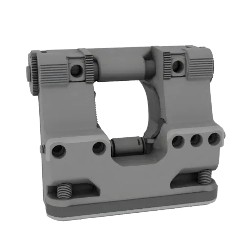 Modular Bearing Block Printable 3D model, isometric STL render, showing machined metal, precise part geometry.
