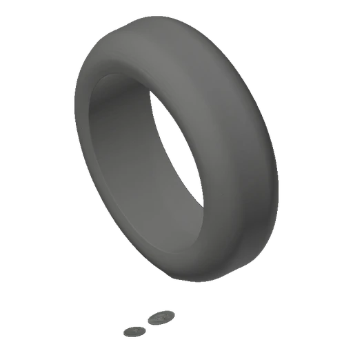 A 3D render of a smooth, matte grey torus ring casting a subtle shadow on a black surface.