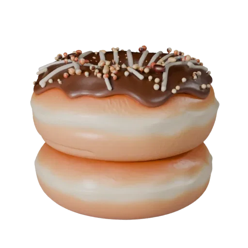Celebration Donut Stack Realistic 3D model, three-quarter studio render, showing cream, sweet food silhouette.