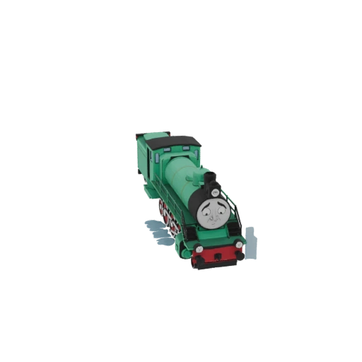 Green Steam Locomotive 3D Model
