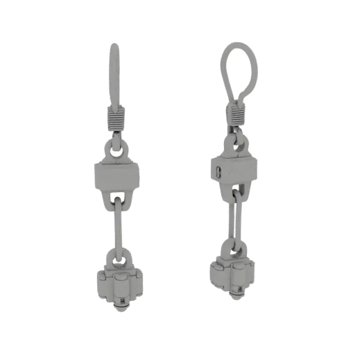 Stud Drop Earrings render detail 3D model, studio profile shot, highlighting earring form and finish detail.