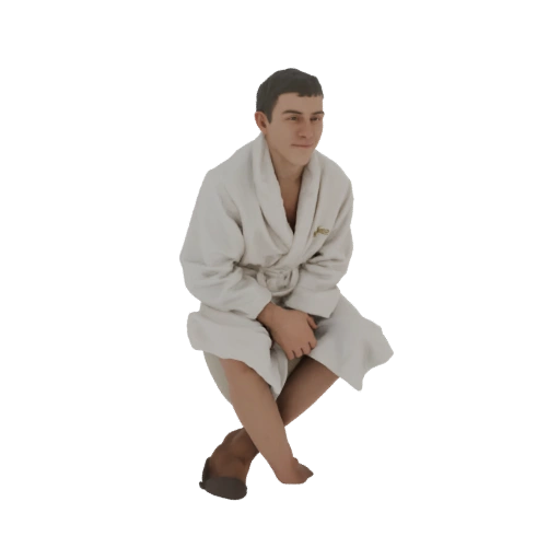 Man in Bathrobe Sitting