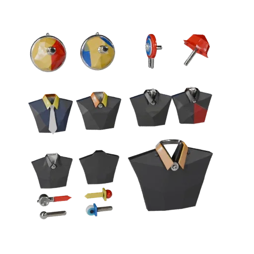 Round Shirt Stud game ready 3D model, perspective studio render, highlighting cufflink seams, edges, and finish layers.