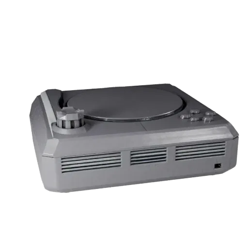 Next Gen Game Console Low Poly 3D model, game viewport three-quarter view, showing matte plastic, console proportions.