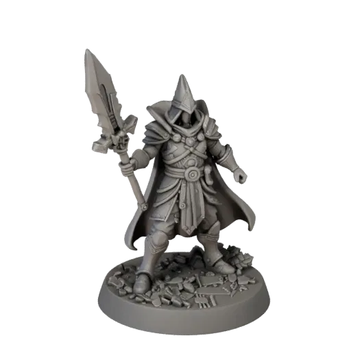 Sci-Fi Wizard Miniature STL printable 3D model preview three-quarter display angle, pose and resin detail