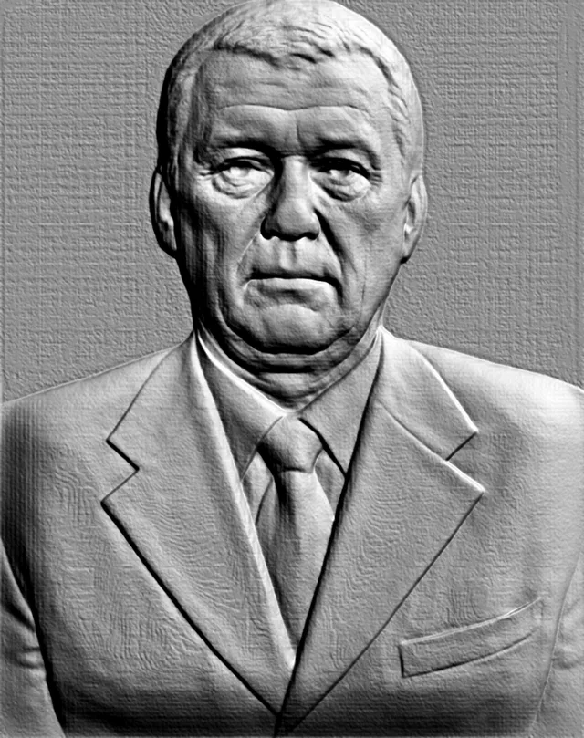 3D model of a man's bas-relief in a business suit with a tie, front view