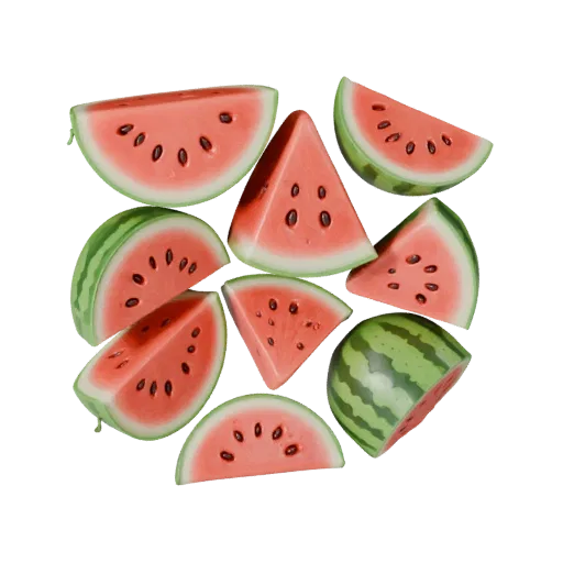Watermelon Printable 3D model, isometric STL render, showing skin pores, recognizable fruit forms.