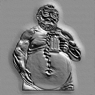 3D model of a "Drunk Man with Beer" relief, depicting a man with a large belly and a beer mug.