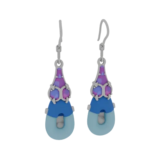 Hoop Drop Earrings print ready 3D model, isometric studio render, showing earring form, surface, and scale cues.