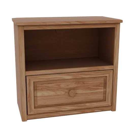 3D Modell Holzkommode mit zwei Regalen und gefräster Front