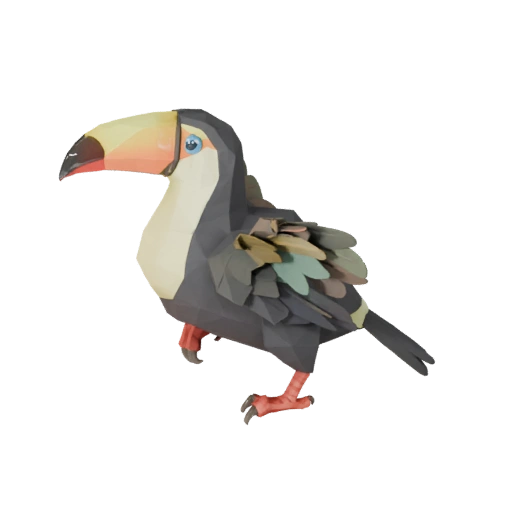 Modello 3D Tucano Low Poly - Asset di Gioco Unity con FBX | Royalty-Free