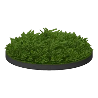 3D model of a round base resembling a grass lawn patch, ready for 3D printing