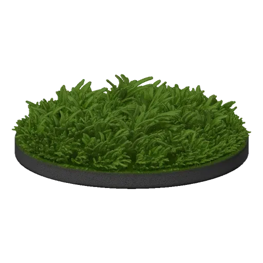 3D model of a round base resembling a grass lawn patch, ready for 3D printing