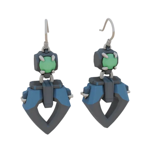 Drop Style Earrings print ready 3D model, studio profile shot, showing earring form, surface, and scale cues.