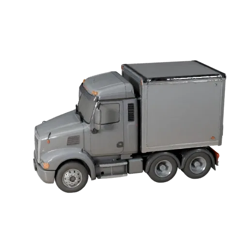 Modello 3D di un camion semirimorchio, vista di gioco a tre quarti, asset veicolo pronto per Unreal Engine con massa di veico