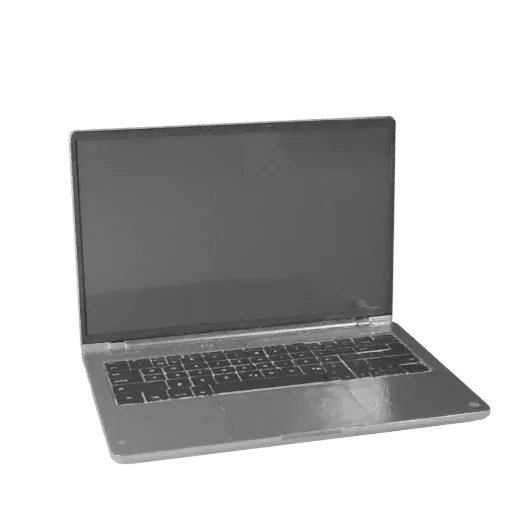Ultrabook Portable Workstation 3D model, three-quarter front view, AR viewer studio render, showing detail and scale.