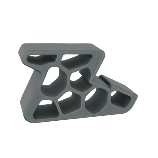 A gray, geometric 3D model of a Z-shaped object with a honeycomb-like internal structure, shown against a white background.