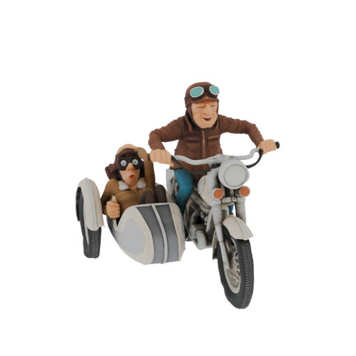 Vintage Motorcycle with Sidecar Duo