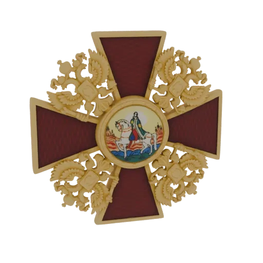 3D model of the Russian Order of St. Andrew the First-Called Star, featuring gold eagles and a central medallion with St. And