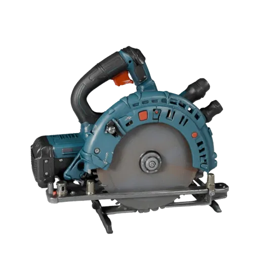 Contractor Circular Saw High Poly 3D model, close-up studio render, showing molded plastic, ergonomic handles.