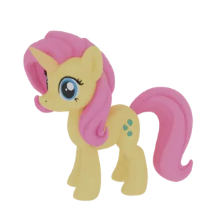 Modèle 3D de Fluttershy de My Little Pony, debout sur un fond blanc