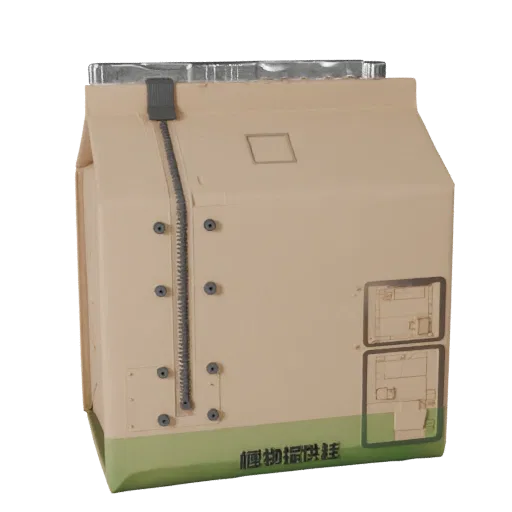 Bagged Milk Carton 3D model, three-quarter front view, Unity viewport, showing cardboard, package massing.