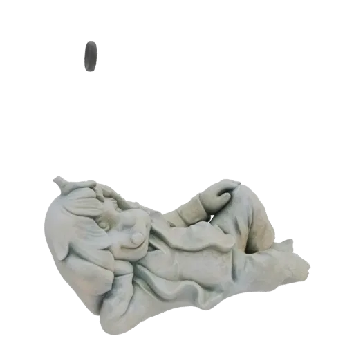 3D model of a child sleeping peacefully, rendered in a white marble-like texture, with soft drapery.
