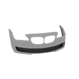 3D model of a gray BMW E60 M-Sport front bumper with large air intakes and kidney grille openings.