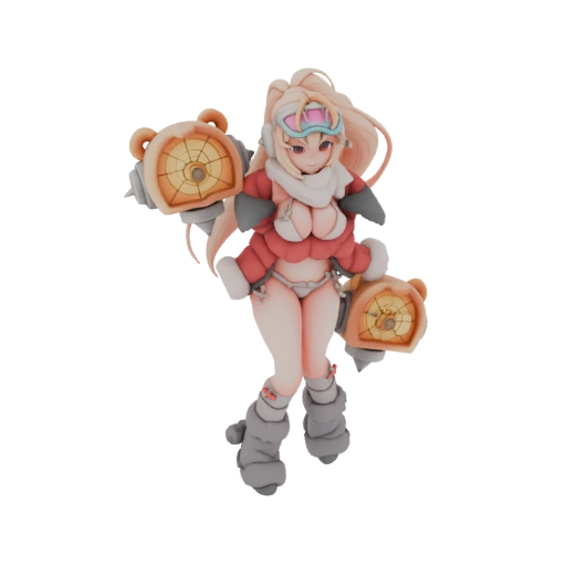 Winter Bear Cannon Girl 3D Model