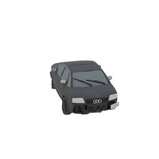 A 3D model of a dark gray Audi A6 C5 sedan, viewed from a slightly elevated front-right angle.