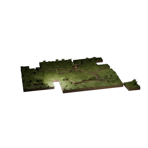 Swamp Mud Trail Unity 3D model, isometric viewport view, showing layered soil, mud shelves.