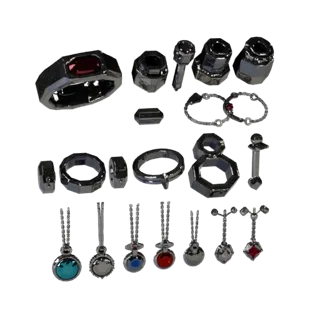 Boho Ring And Pendant Set game ready 3D model, top-down studio render, highlighting set seams, edges, and finish layers.